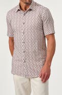 STUDIO GARNET LOS ANGELES Dynamic Comfort Short Stretch Cotton Sleeve Button-Up Shirt