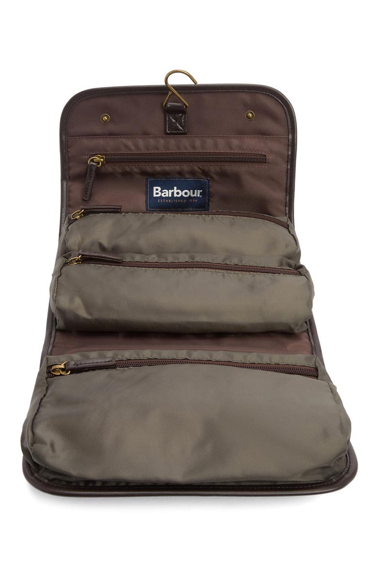 Waxed Cotton Hanging Wash Bag, Alternate, color, OLIVE/BEACON