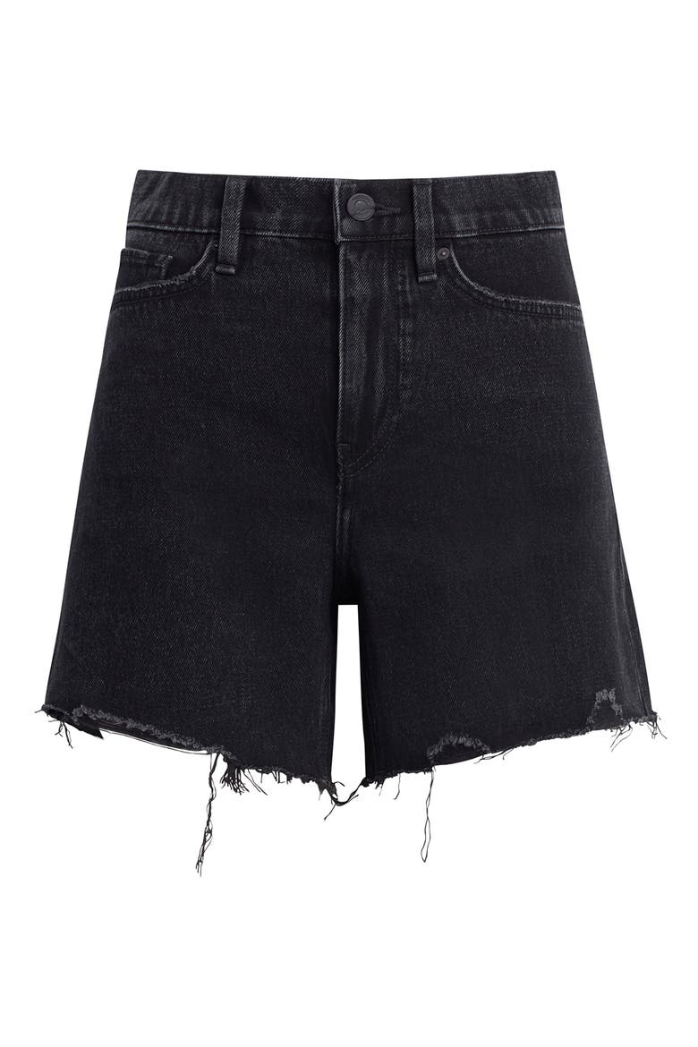 Devon High Waist Cutoff Denim Shorts, Alternate, color, DESTRUCTED BLACK