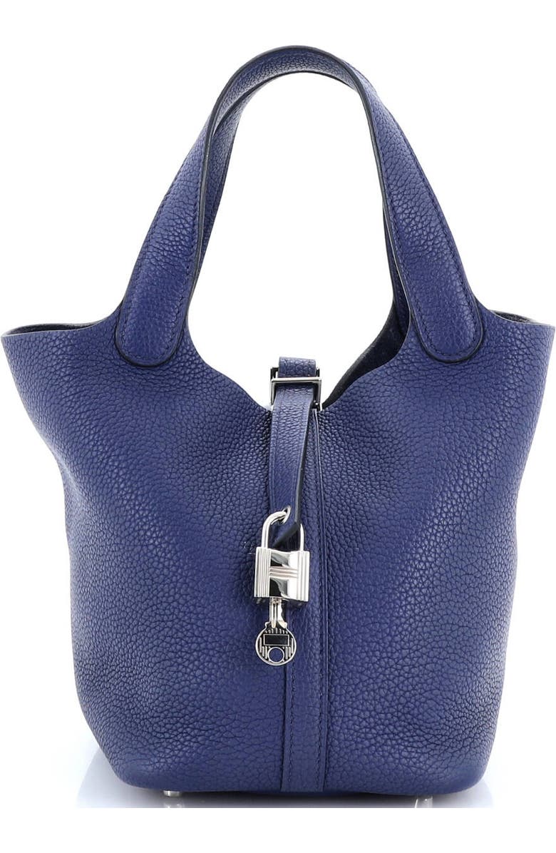 Pre-Owned Hermes Picotin Lock Bag Clemence PM, Main, color, Bleu Saphir