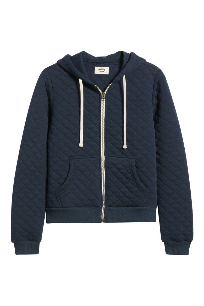 Corbet Quilted Zip-Up Hoodie, Alternate, color, NAVY