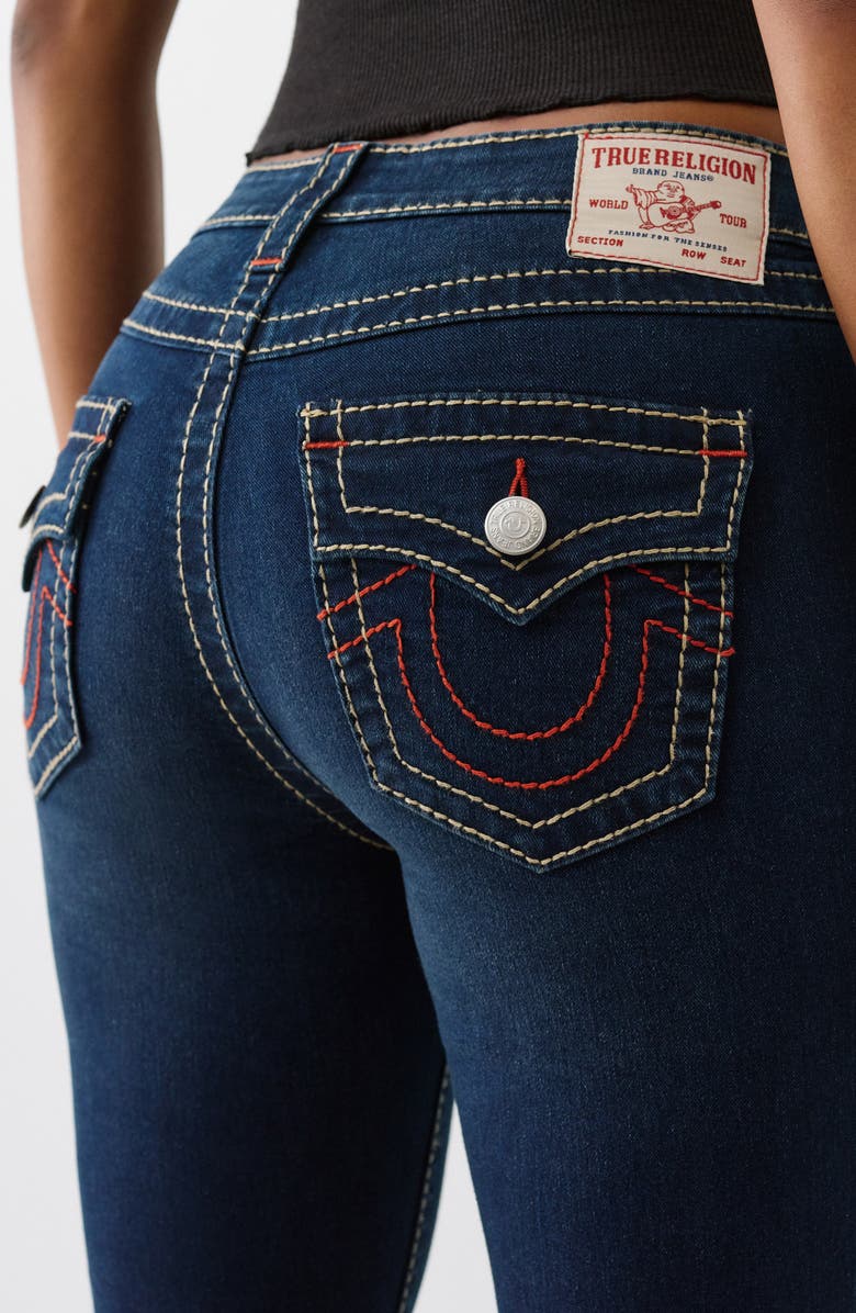 True Religion Jennie Big T Mid Rise Flap Pocket Skinny Jeans, Alternate, color, Dark Sultry Wash