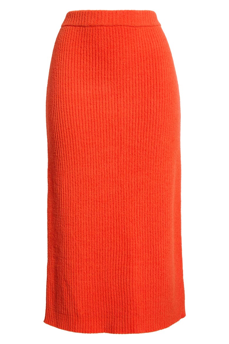 Chryston Rib Knit Midi Skirt, Alternate, color, LOBSTER