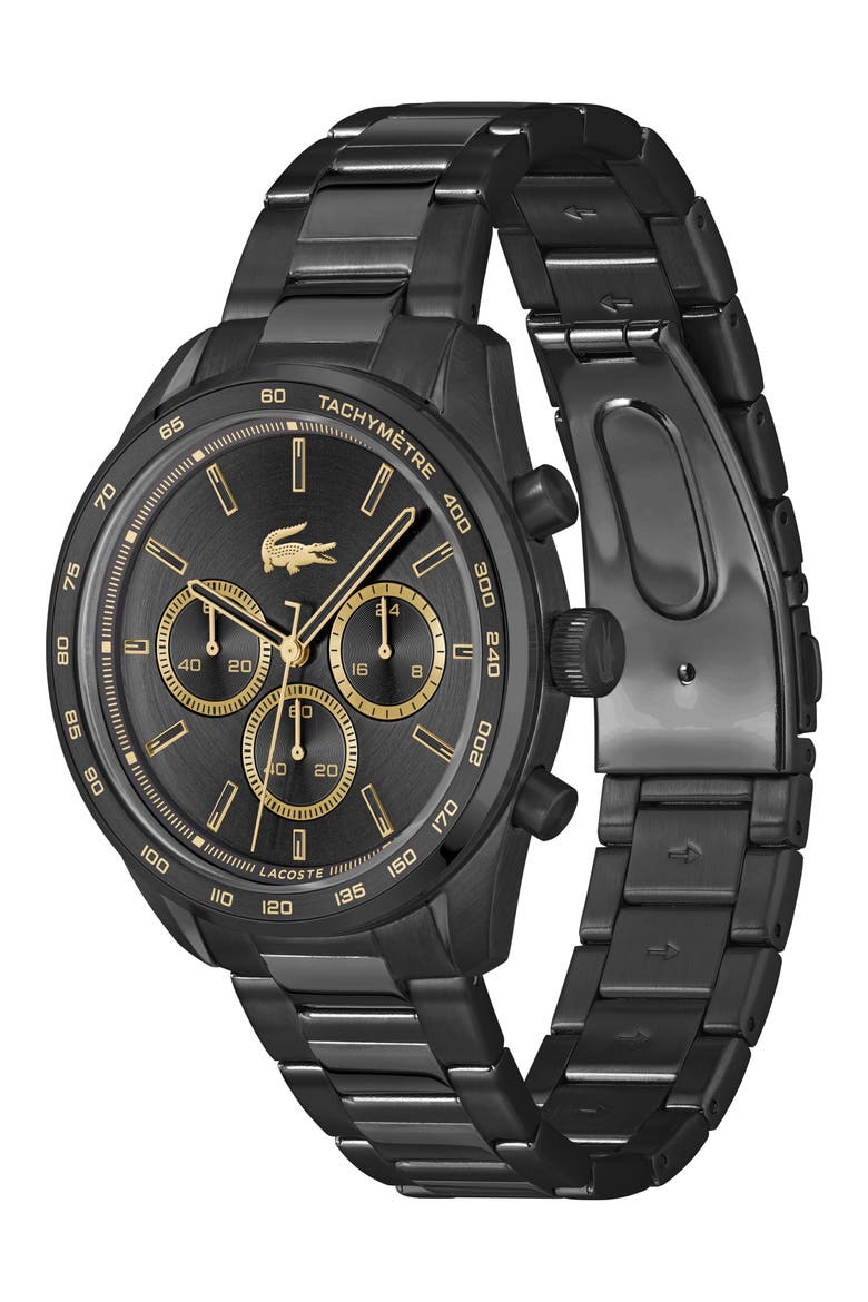 Boston Chronograph Bracelet Watch, 42mm, Alternate, color, BLACK