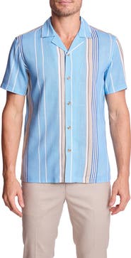 PAISLEY & GRAY Stripe Linen Blend Camp Shirt