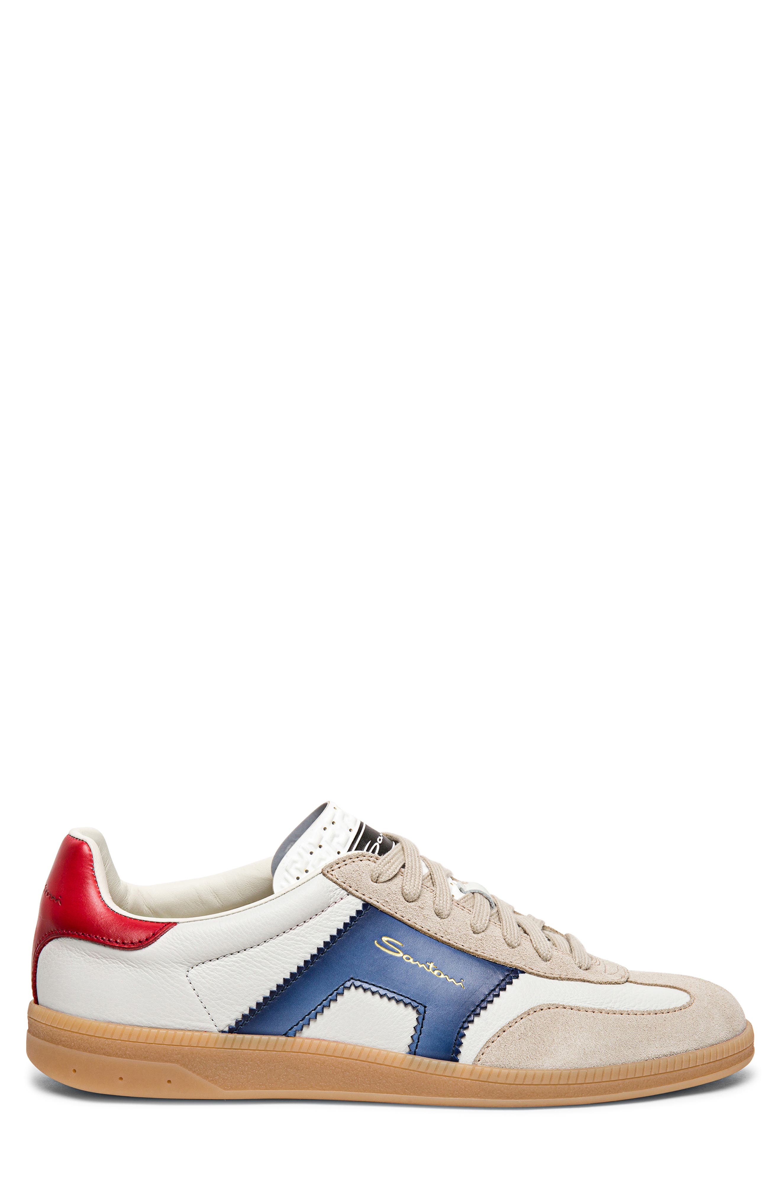Santoni Olympic Low Top Sneaker, Alternate, color, White Blue Red