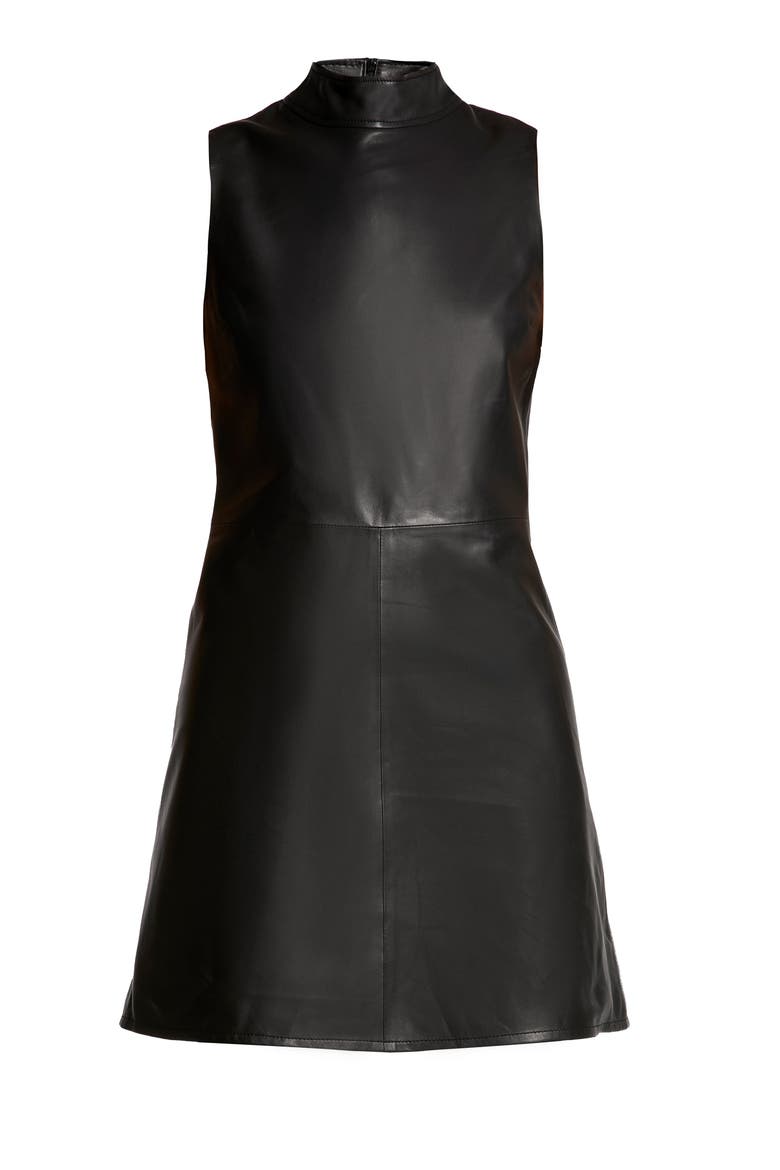 Crawford Upcycled Leather Dress, Alternate, color, Black