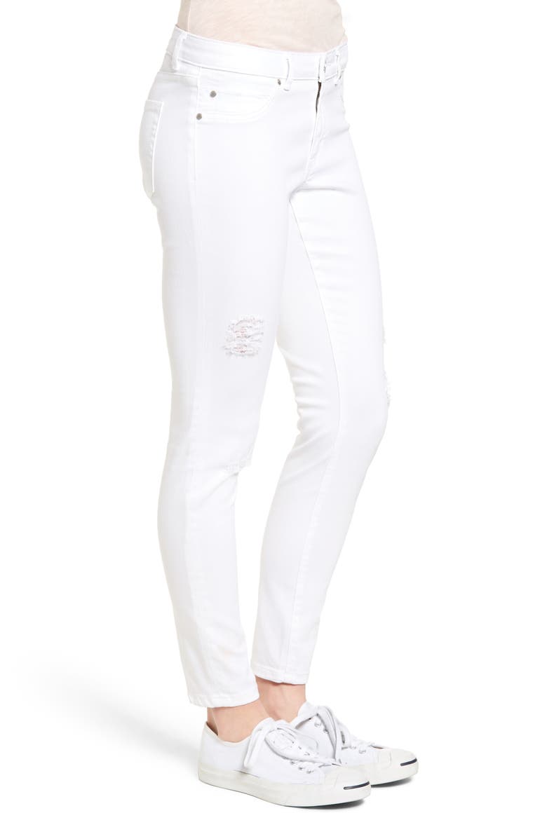 Distressed Skinny Jeans, Alternate, color, WHITE