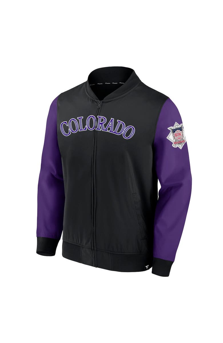 FANATICS Men's Fanatics Branded Black/Purple Colorado Rockies Iconic Record Holder Woven Full-Zip Bomber Jacket, Alternate, color, 