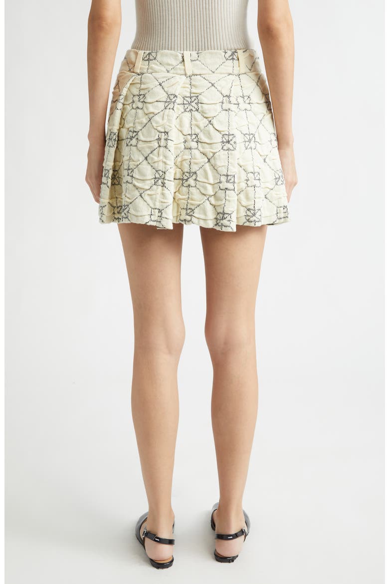 June Pleated Jacquard Organic Cotton Miniskirt, Alternate, color, IVORY