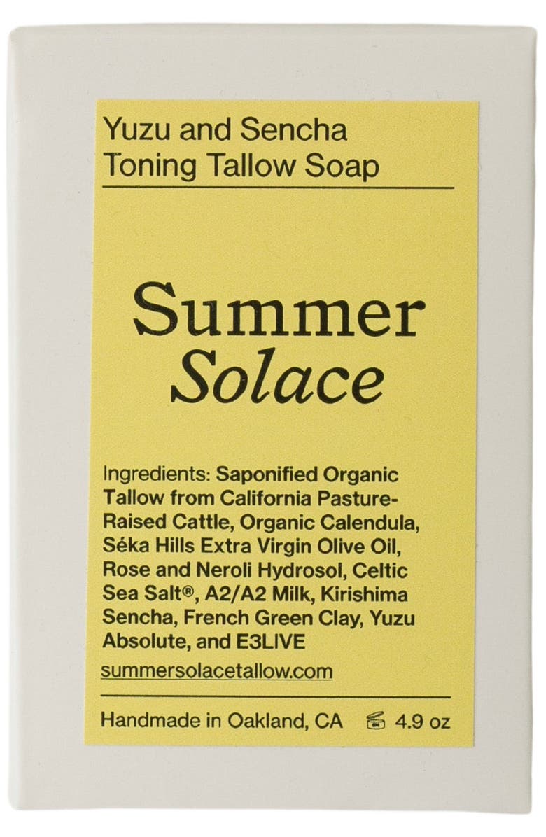Summer Solace Tallow Yuzu and Sencha Toning Bar Soap with E3Live, Alternate, color, Green