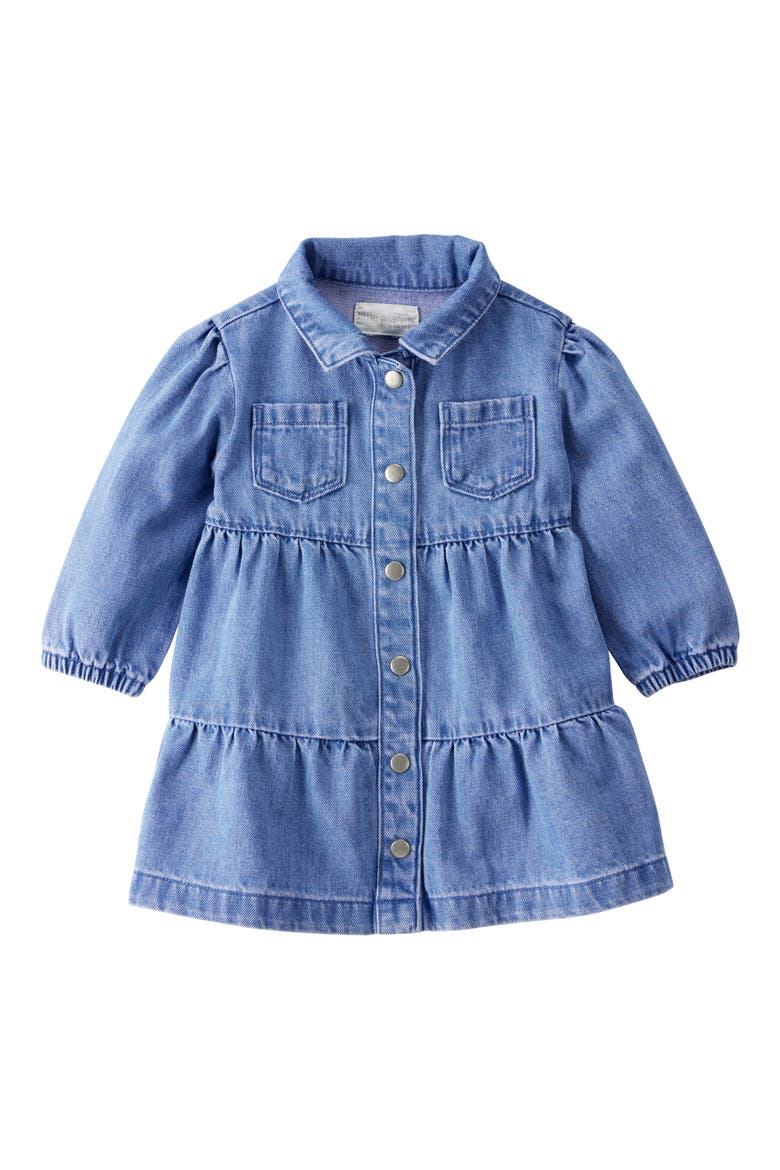 Organic Cotton Denim Tiered Dress, Main, color, DENIM