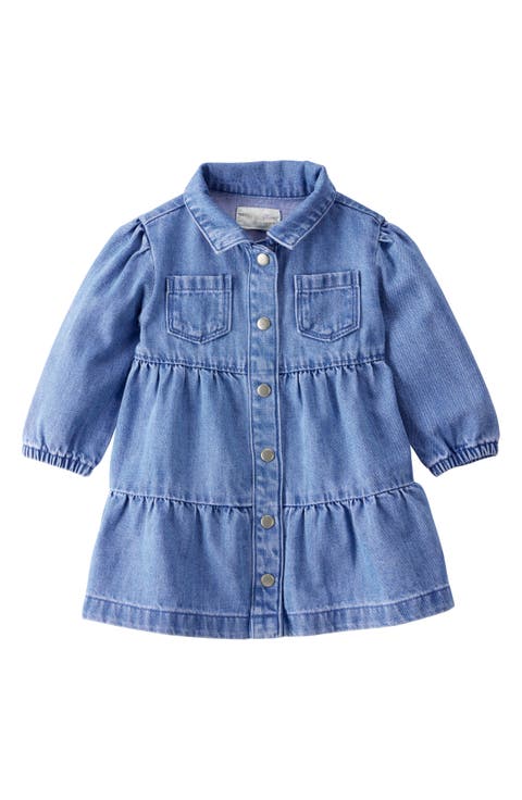 Organic Cotton Denim Tiered Dress