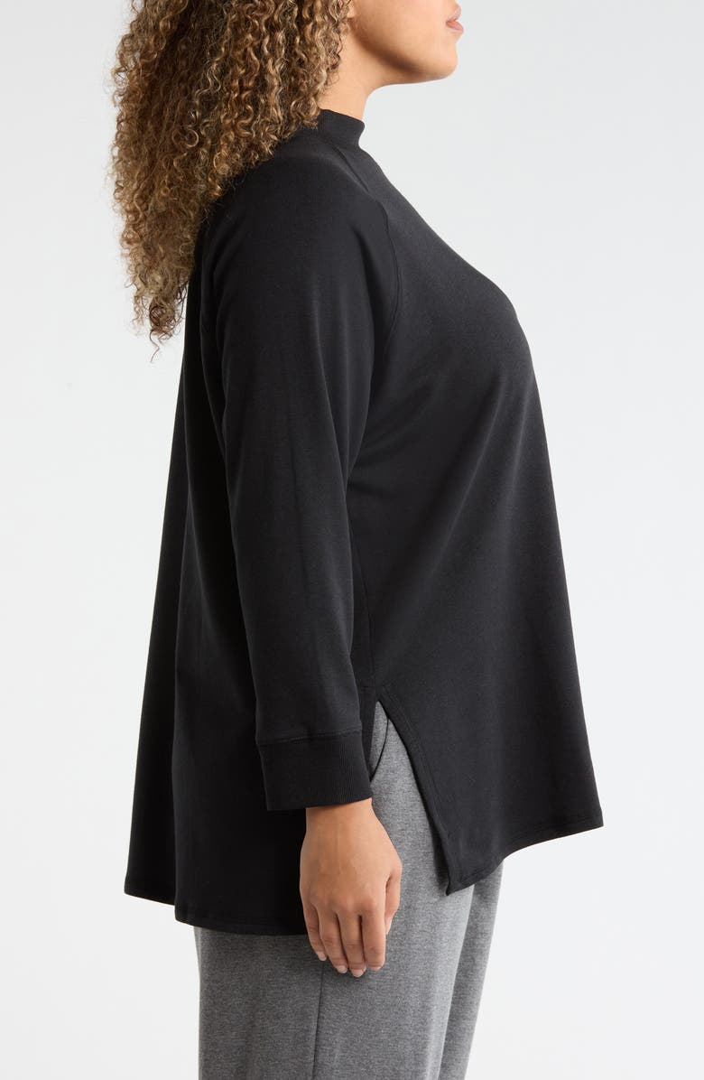 Eileen Fisher Mock Neck Terry Tunic Top, Alternate, color, Black
