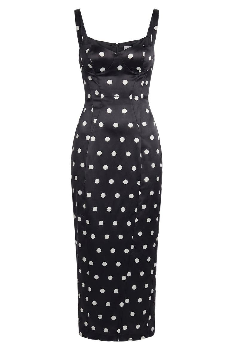 Dominique Print Dress, Alternate, color, Black White Polka Dot