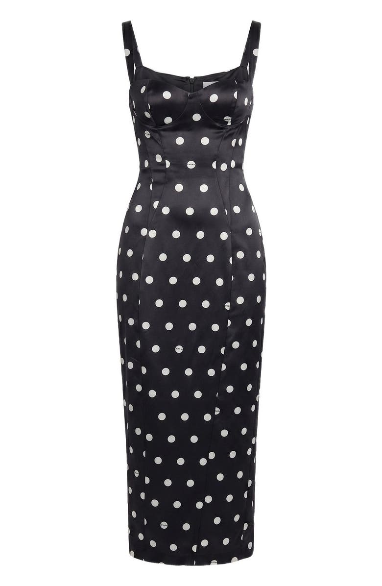 NICHOLAS Dominique Print Dress, Alternate, color, Black White Polka Dot