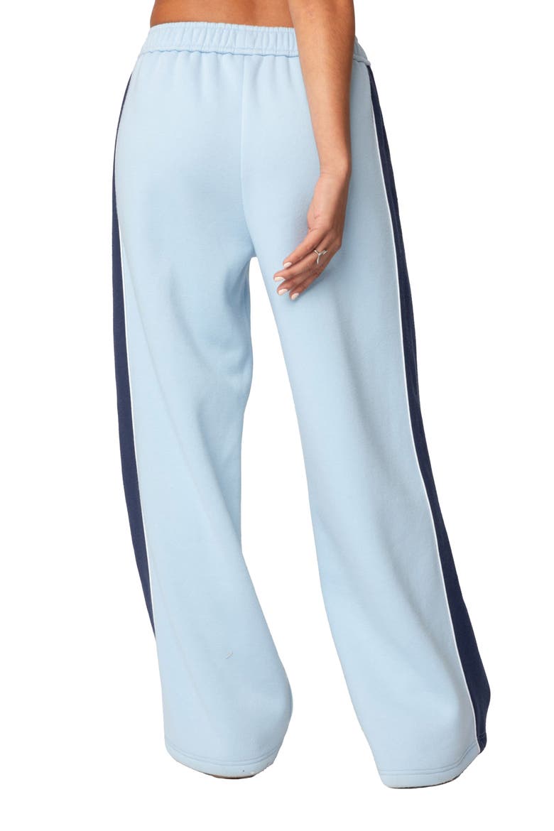 Contrast Stripe Wide Leg Sweatpants, Alternate, color, LIGHT-BLUE