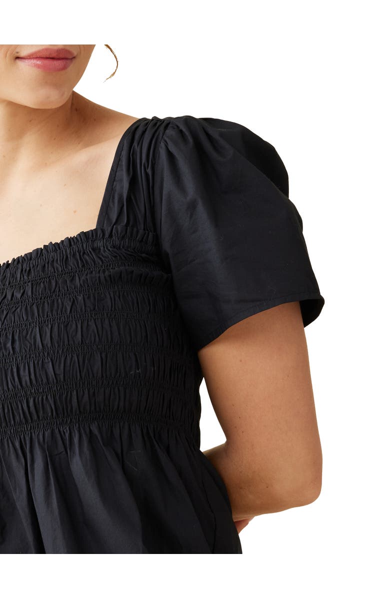 Ingrid & Isabel Short Sleeve Smocked Maternity and Nursing Top, Alternate, color, Black