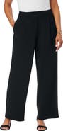 Jessica London Stretch Knit Crepe Wide Leg Pant