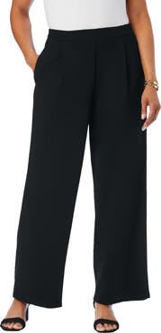 Jessica London Stretch Knit Crepe Wide Leg Pant