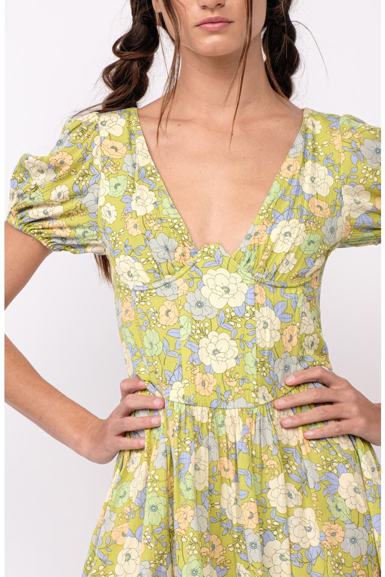 Puff Sleeve Minidress, Alternate, color, GREEN