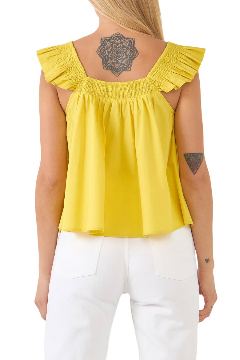 Ruffle Detail Cotton Tank, Alternate, color, YELLOW