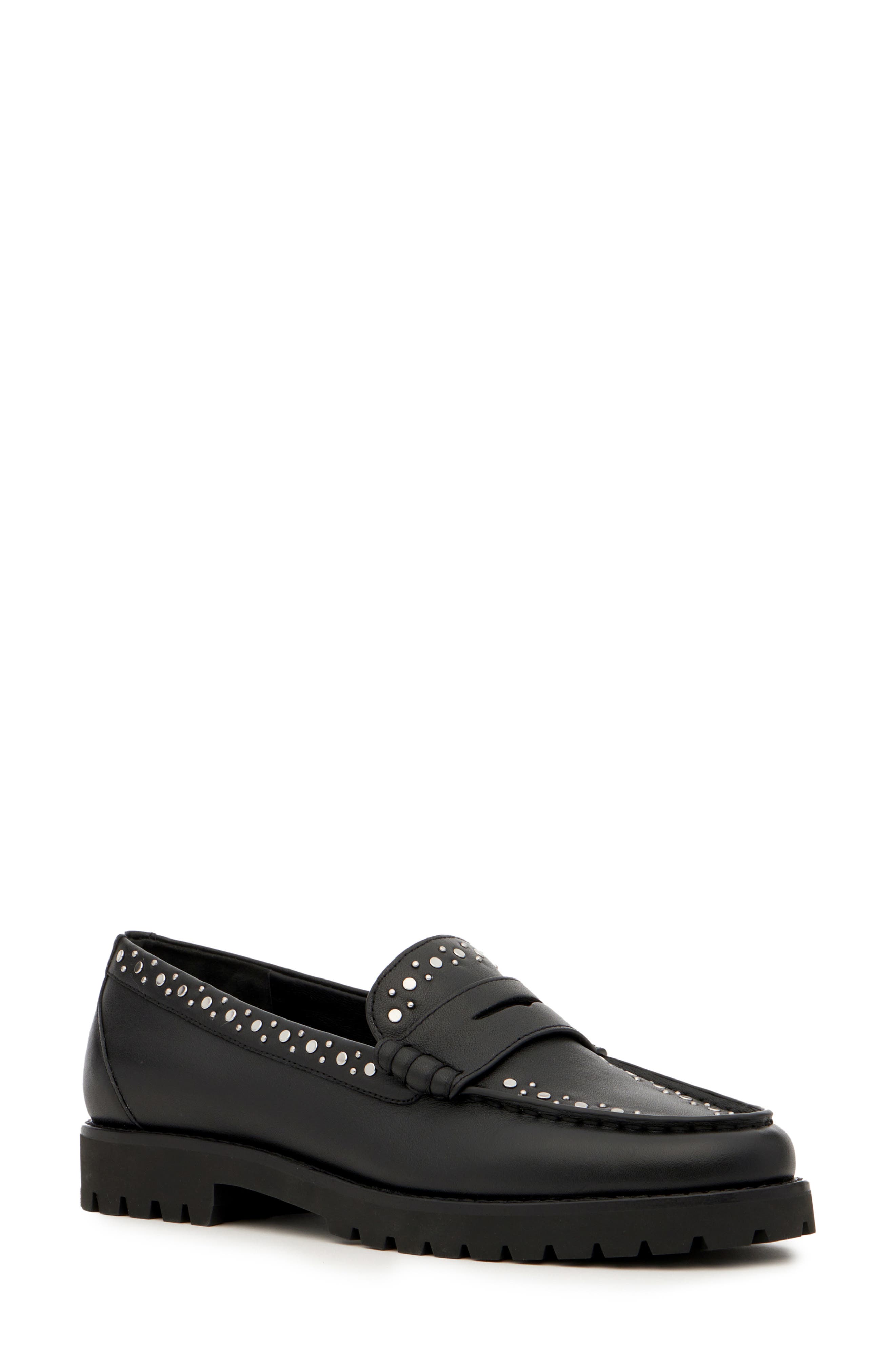 PAIGE Ellis Stud Penny Loafer, Main, color, Black