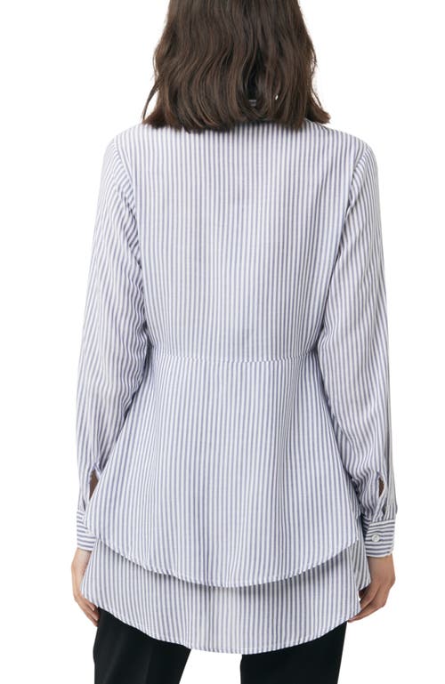 Ripe Maternity Stripe Layered Peplum Shirt In Blue