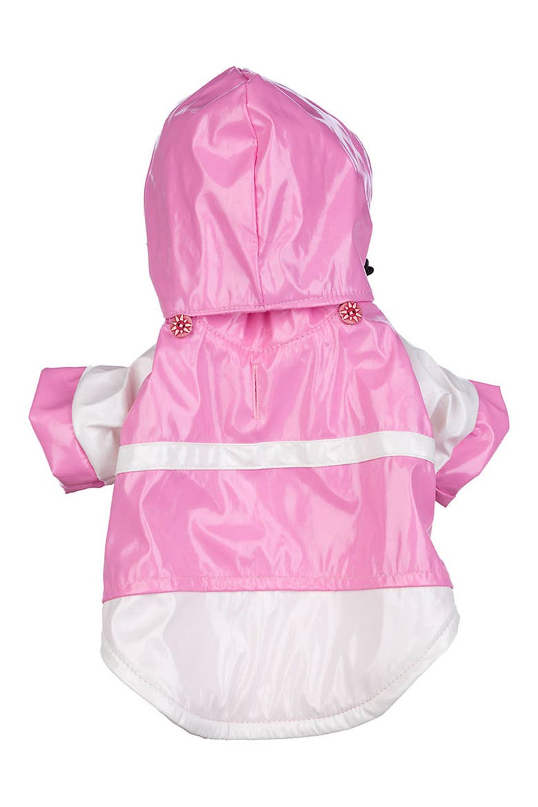 Two-Tone Adjustable Dog Raincoat, Main, color, PINK AND WHITE