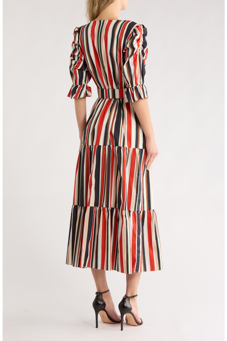 Arlo Stripe Short Sleeve Cotton Blend Tiered Dress, Alternate, color, MULTI RIVIERA STRIPE