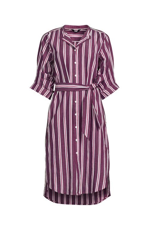 Lands' End Poplin Oversized Puff Sleeve Midi Shirt Dress In Purple
