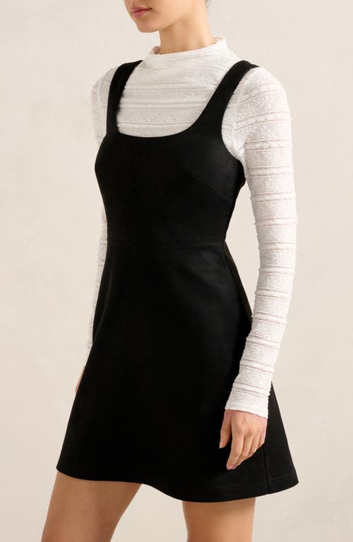 Ever New Gracie Funnel Neck Top & Faux Suede Minidress Set In Black