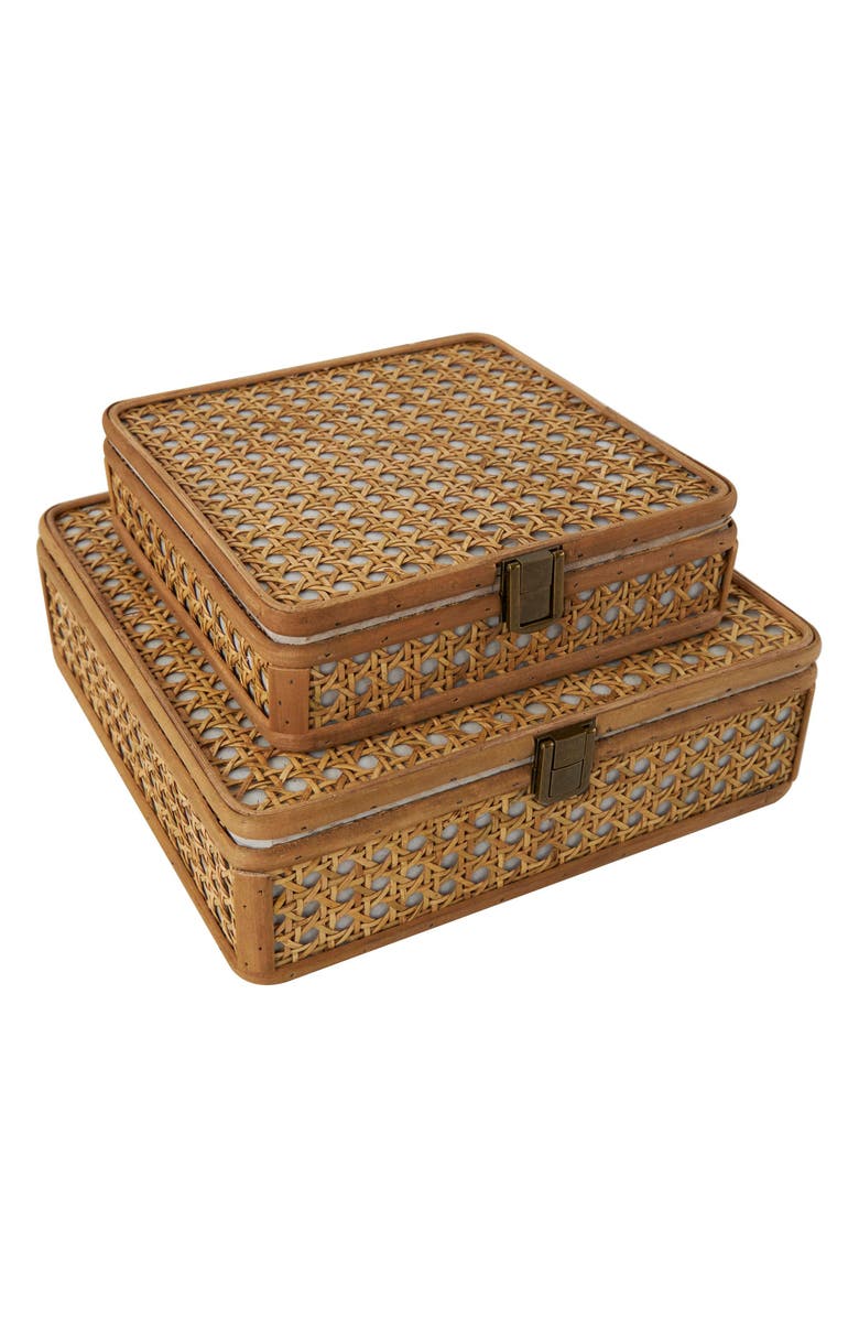 UMA Contemporary Set of 2 Natural Rattan Boxes, Alternate, color,