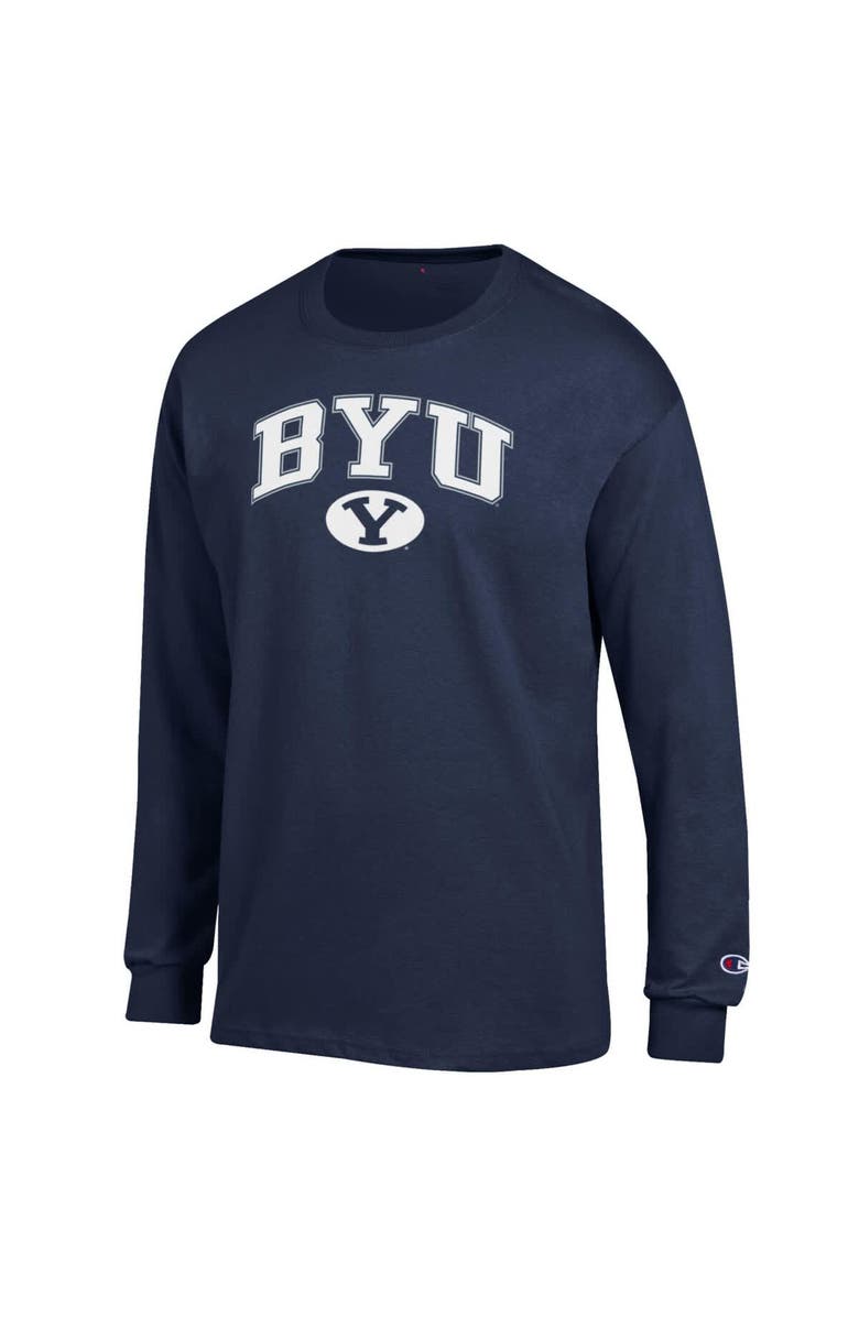 Champion Men's Champion  Navy BYU Cougars Arch Over Logo Long Sleeve T-Shirt, Alternate, color, 