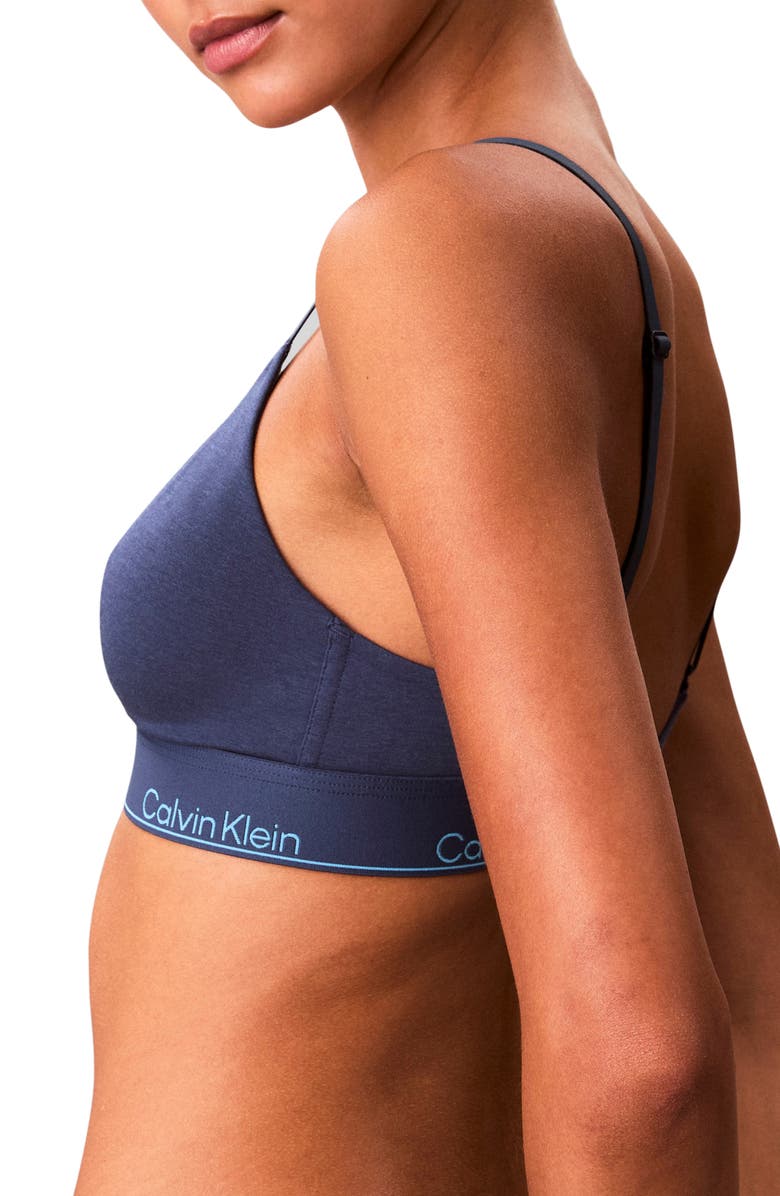 Calvin Klein Lightly Lined Racerback Bralette, Alternate, color, Dark Denim