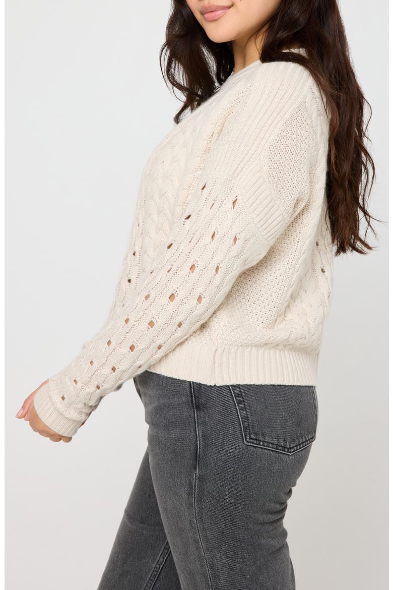 Gemma Cable Knit Sweater, Alternate, color, WHITE SAND