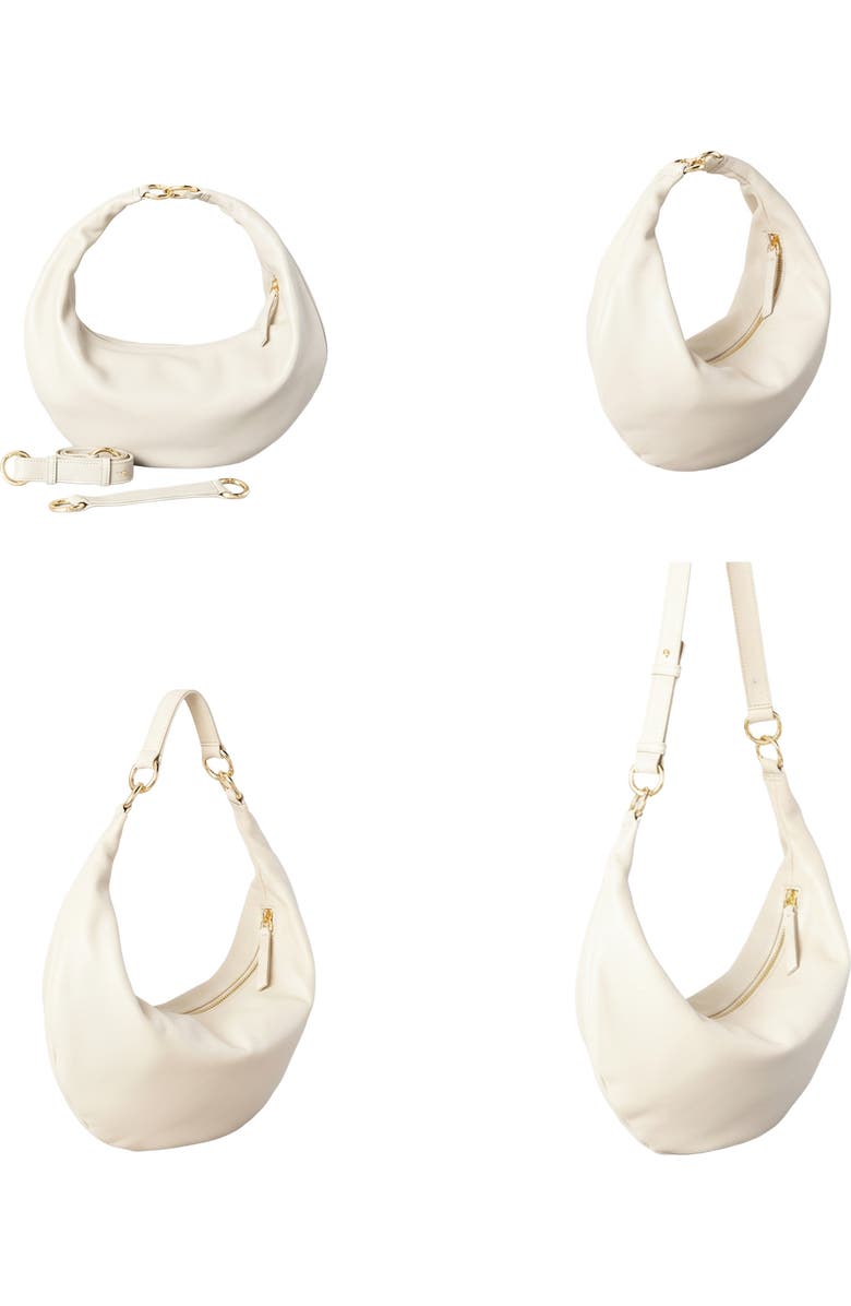 HYER GOODS Leather Convertible Hobo Crescent Ring Bag, Alternate, color, Off-White