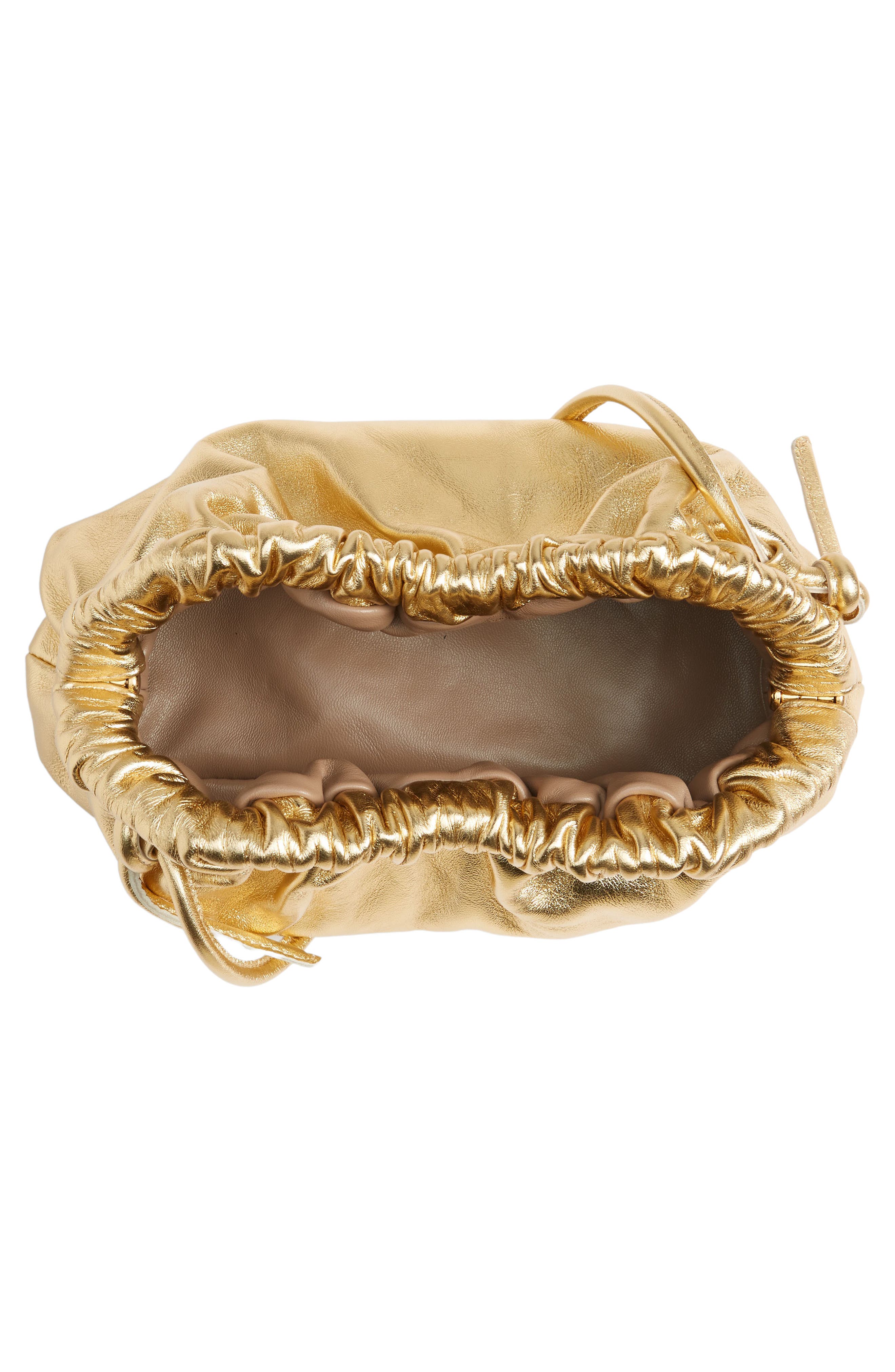 Mini Cloud Metallic Leather Clutch, Alternate, color, GOLD