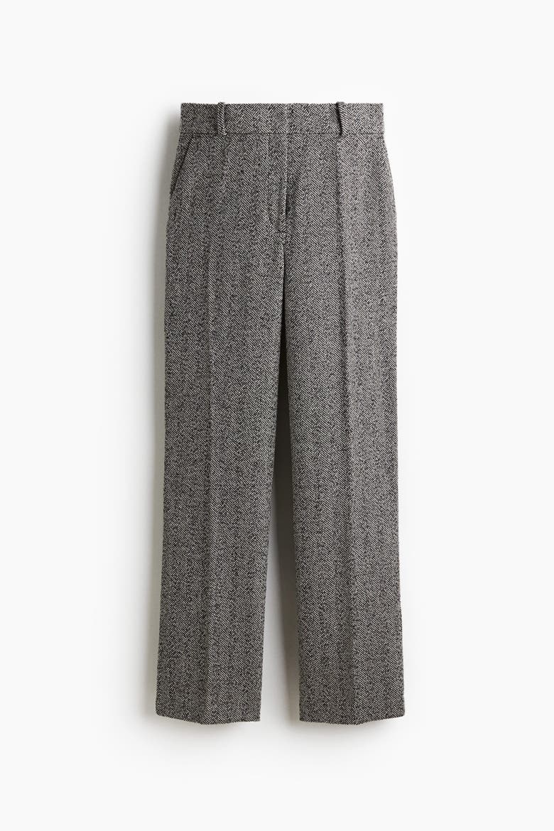 Tailored Trousers, Alternate, color, Gray/herringbone-patterned