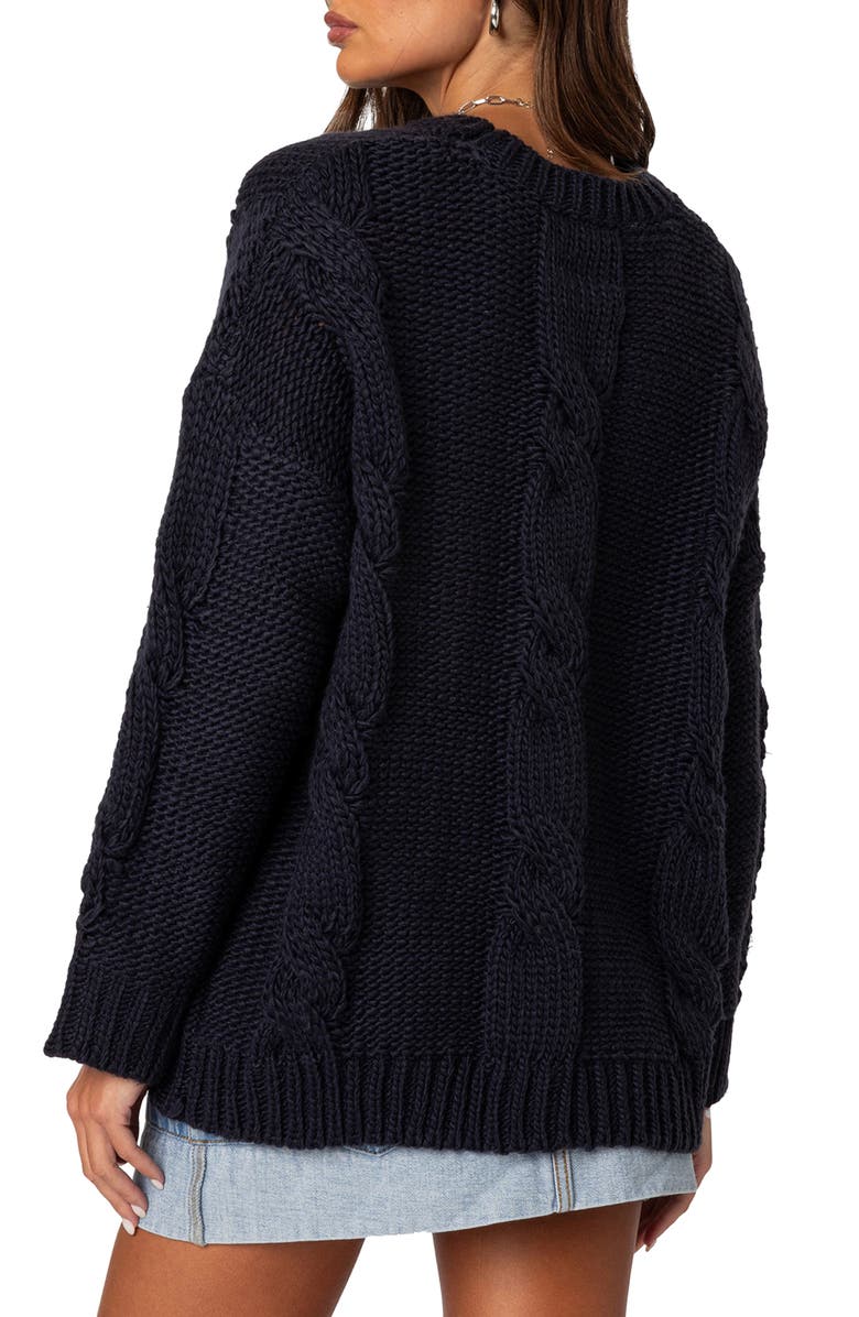 EDIKTED Aline Cable Stitch Oversized Sweater, Alternate, color,
