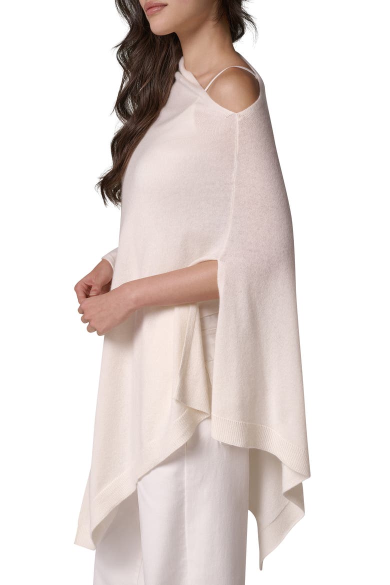 Asymmetric Wool & Cashmere Poncho, Alternate, color, CREAM