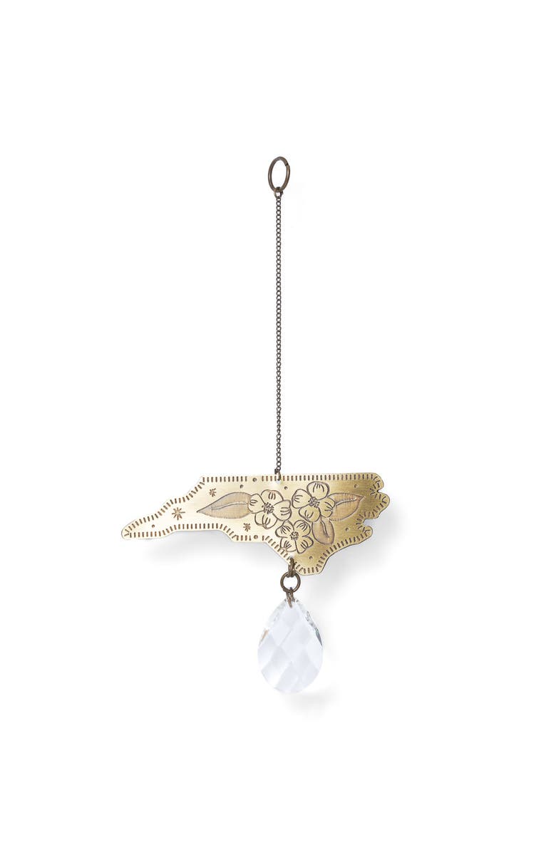Matr Boomie North Carolina State Dogwood Engraved Suncatcher, Main, color, Brass
