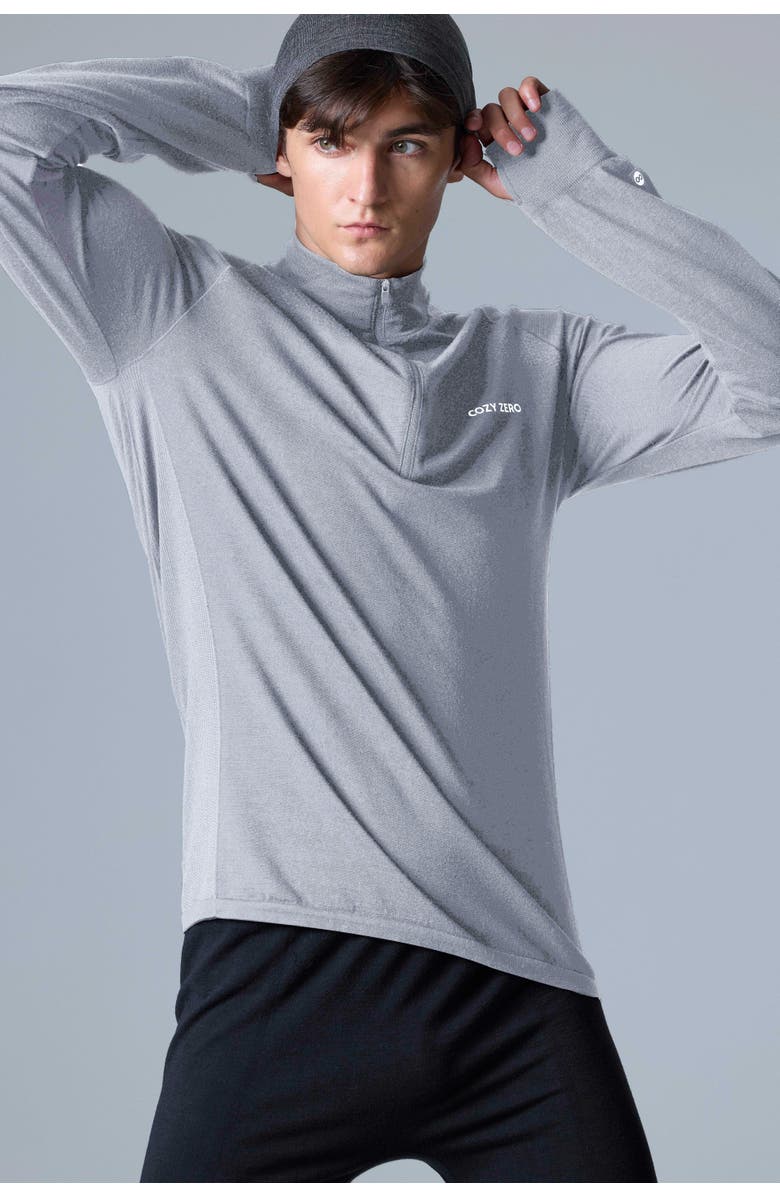 COZY ZERO Tech Merino Classic Fit Half Zip Long Sleeve Base Layer, Main, color, Glacier Gray