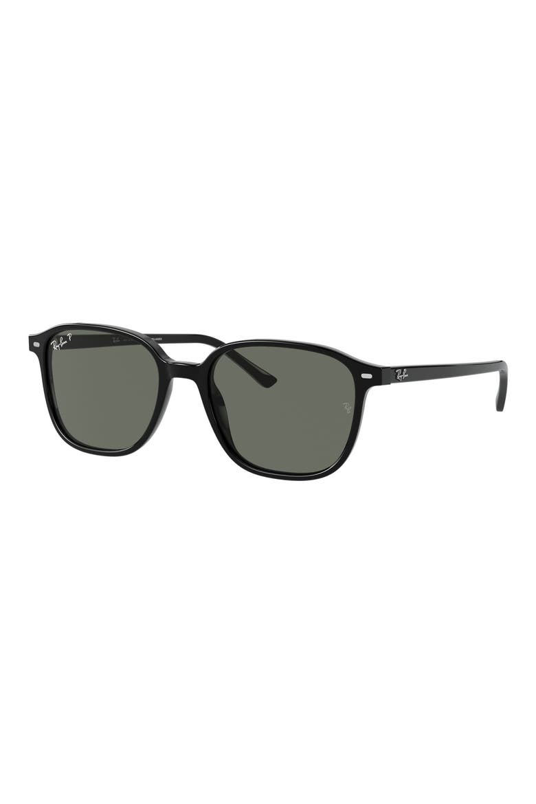 53mm Polarized Square Sunglasses, Alternate, color, BLACK/ GREEN