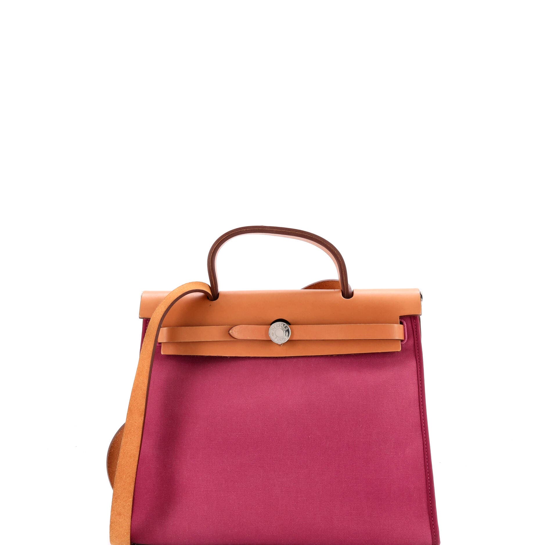 Pre-Owned Hermes Herbag Zip Leather and Toile 31, Main, color, Tosca