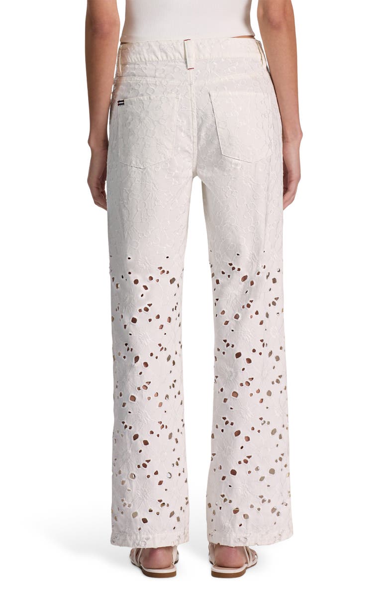 Alice + Olivia Chic High Waist Embroidered Eyelet Jeans, Alternate, color, Off White