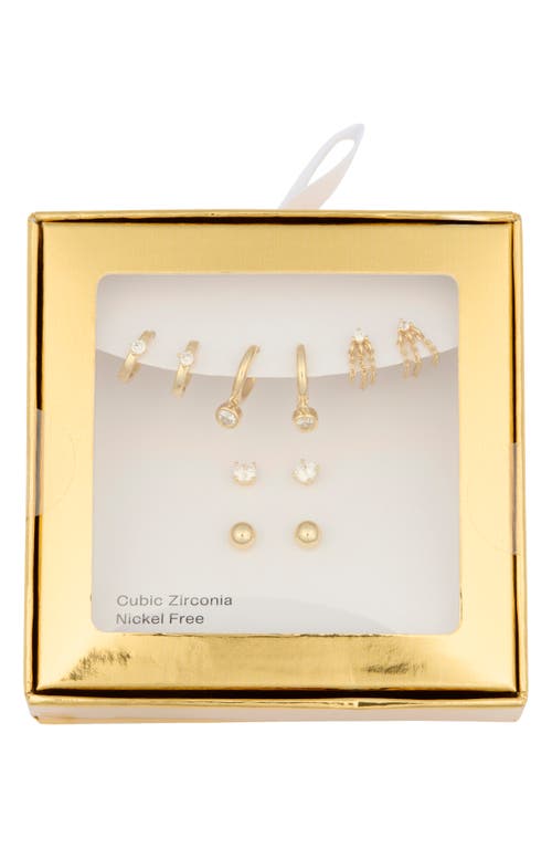Nordstrom Rack Demi-fine 5-pack Assorted Everyday Essential Earrings In Gold