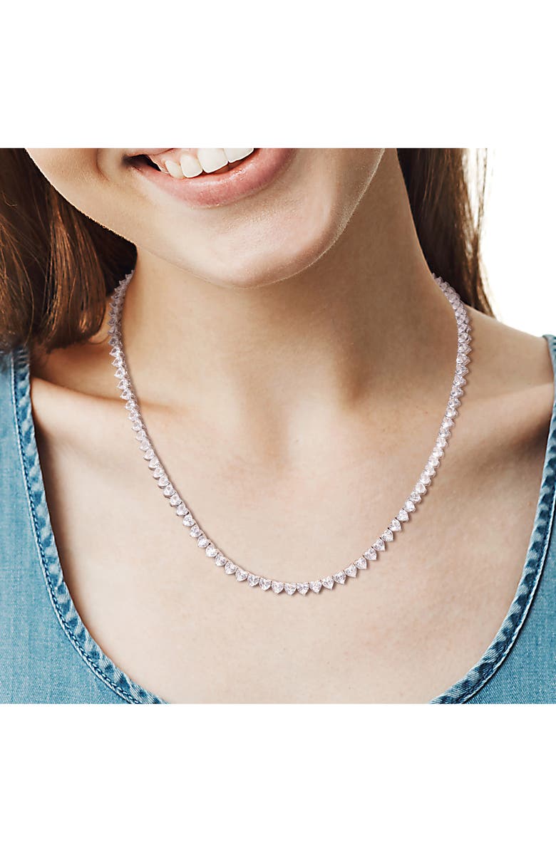 DELMAR Heart Cut Lab Created White Sapphire Tennis Necklace, Alternate, color, 