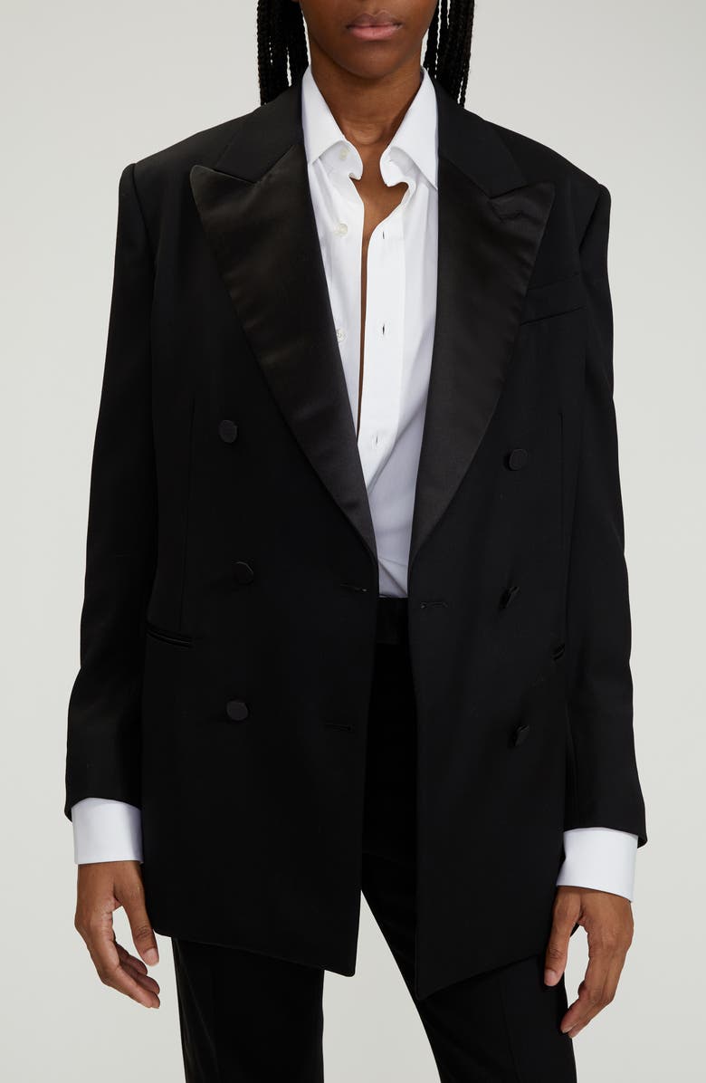 TOM FORD Grain de Poudre Wool Boyfriend Tuxedo Jacket, Alternate, color,