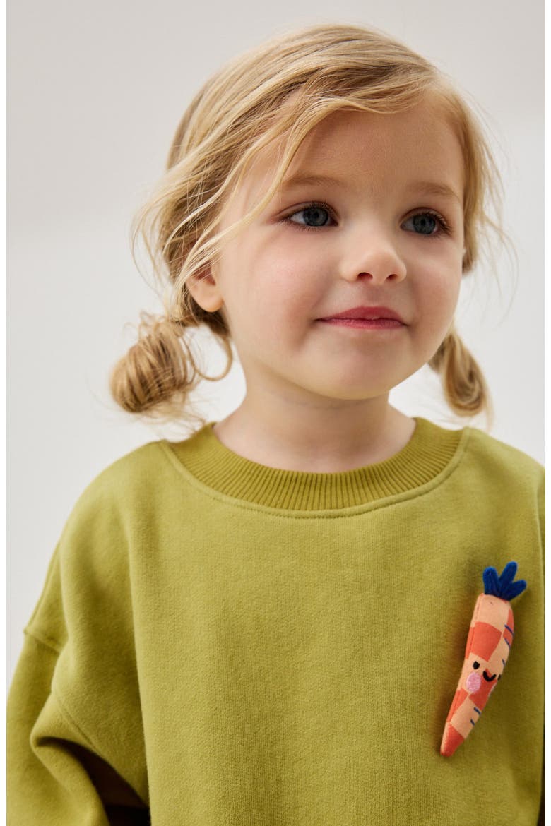 Kids' Carrot Sweatshirt Dress, Alternate, color, GREEN